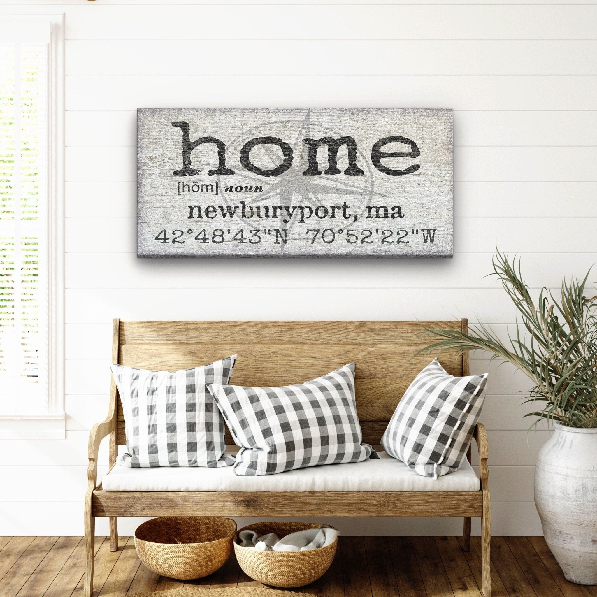 Personalized Home Compass Coordinates Canvas Wall Sign - Che Cose Belle