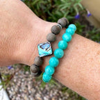 Peruvian Amazonite & Rosewood Aromatherapy Essential Oil Diffuser Bracelet (8mm beads) - Che Cose Belle
