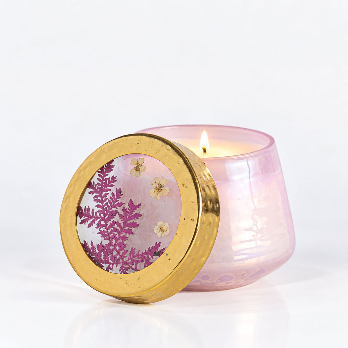 Petite Watercolor Pressed Floral Candle - Blackberry + Coconut - Che Cose Belle