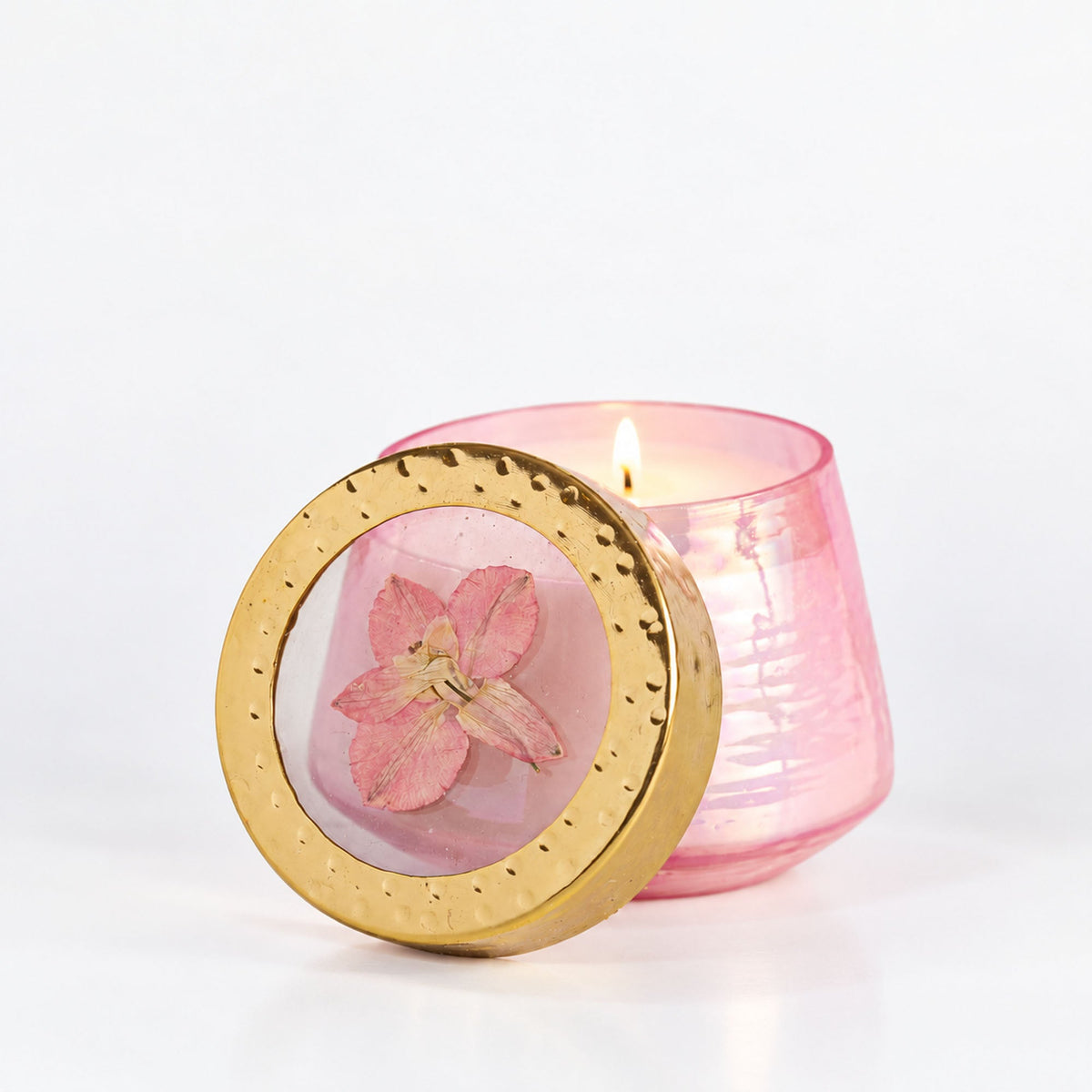 Petite Watercolor Pressed Floral Candle - Luna Flower - Che Cose Belle