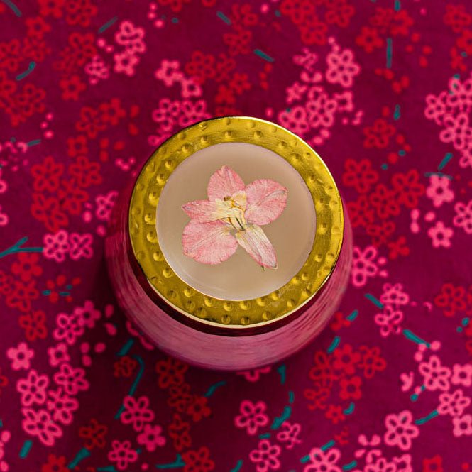 Petite Watercolor Pressed Floral Candle - Luna Flower - Che Cose Belle