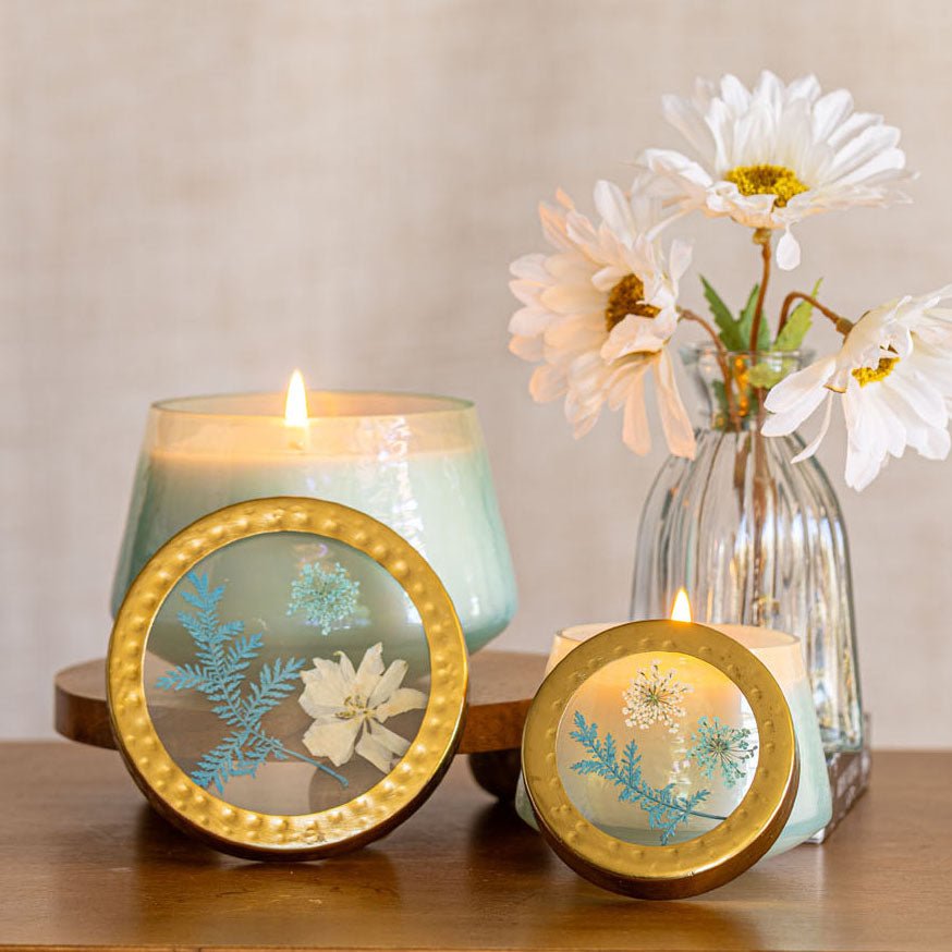 Petite Watercolor Pressed Floral Candle - Pacific Coast - Che Cose Belle