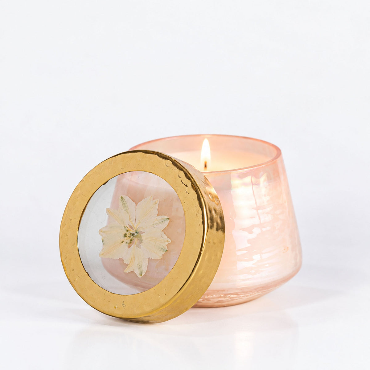 Petite Watercolor Pressed Floral Candle - Rose+ Oud - Che Cose Belle