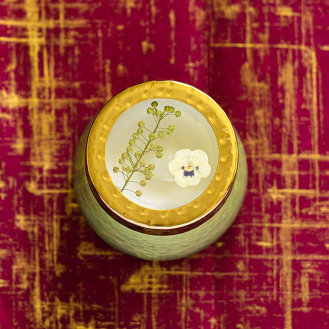 Petite Watercolor Pressed Floral Candle - Tomato Vine - Che Cose Belle