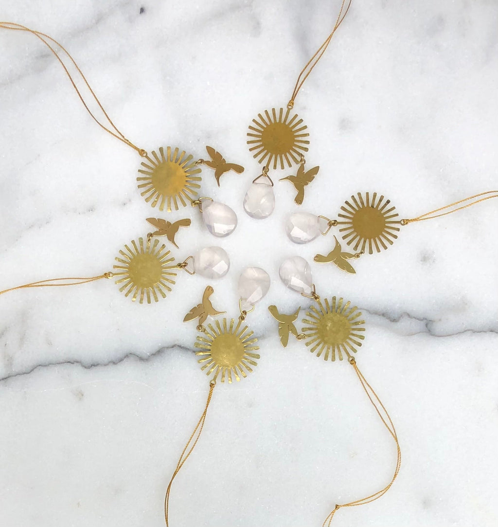 Picaflor (flower kisser) Ornament with Rose Quartz - Che Cose Belle