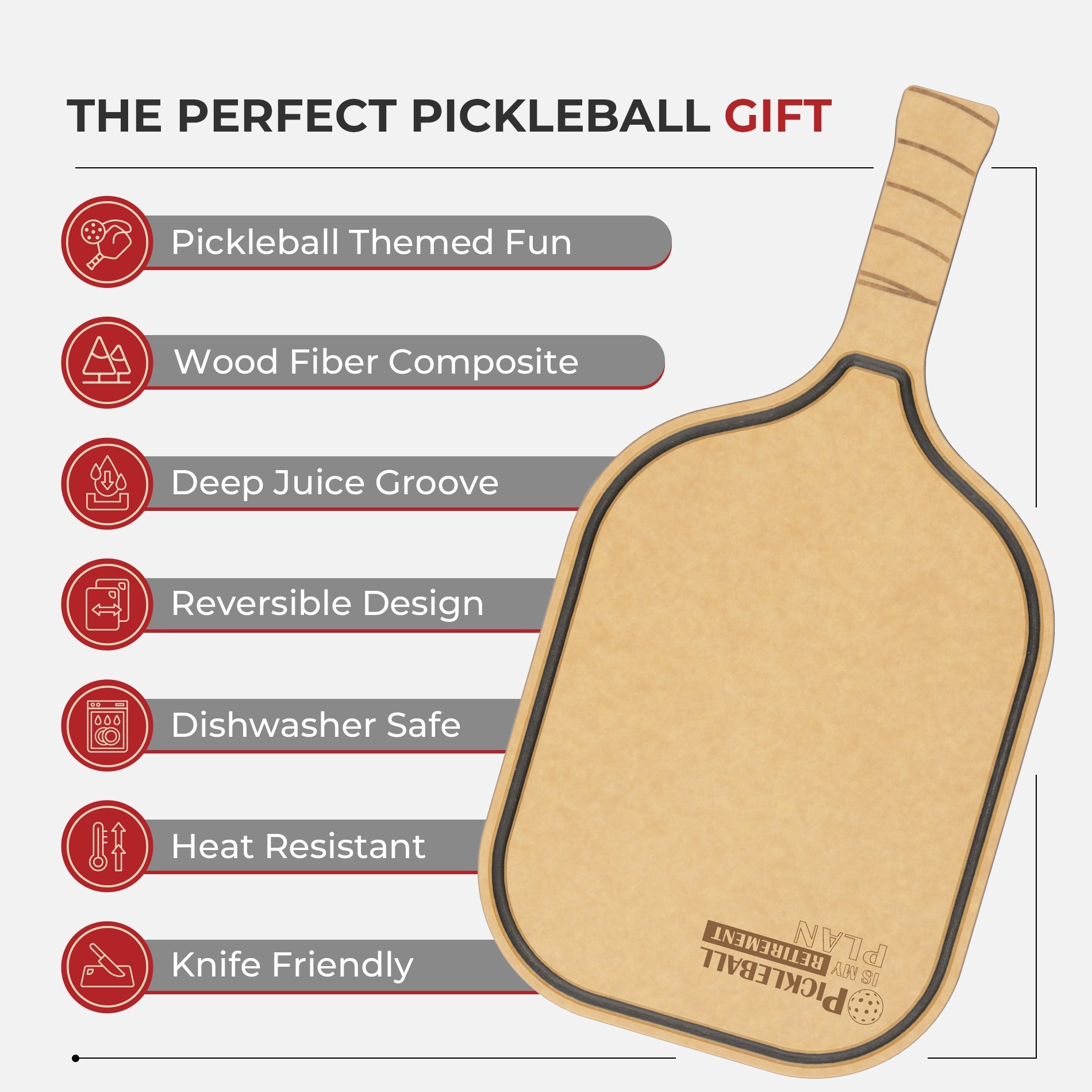 Pickleball Charcuterie Cutting Board -"Pickleball is My RETIREMENT Plan" - Che Cose Belle