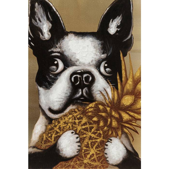 Picture Touched Dog with Pineapple 80x80cm - Che Cose Belle