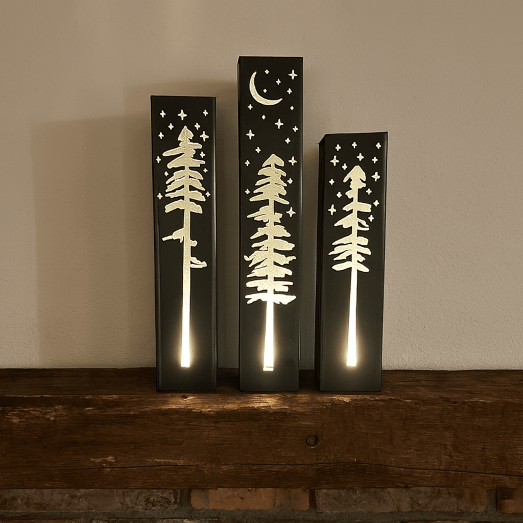 Pine Tree Night Sky Indoor Luminary | Multiple Sizes - Che Cose Belle