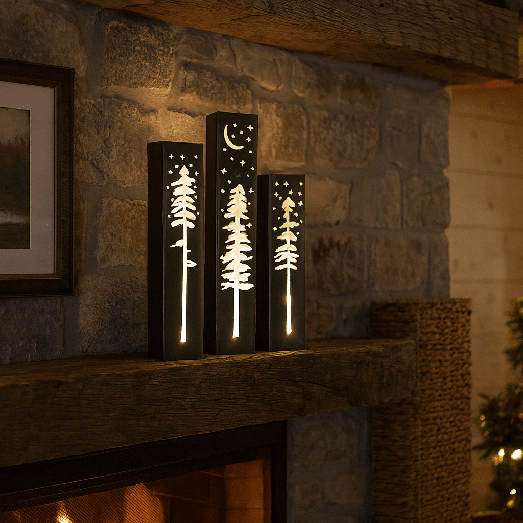 Pine Tree Night Sky Indoor Luminary | Multiple Sizes - Che Cose Belle