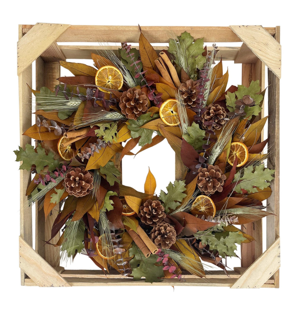 Pinecone Citrus Wheat Harvest Wreath - Che Cose Belle