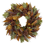 Pinecone Citrus Wheat Harvest Wreath - Che Cose Belle