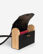 Pink And Black Embossed Leather Crossbody Bag - Che Cose Belle