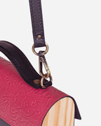 Pink And Black Embossed Leather Crossbody Bag - Che Cose Belle
