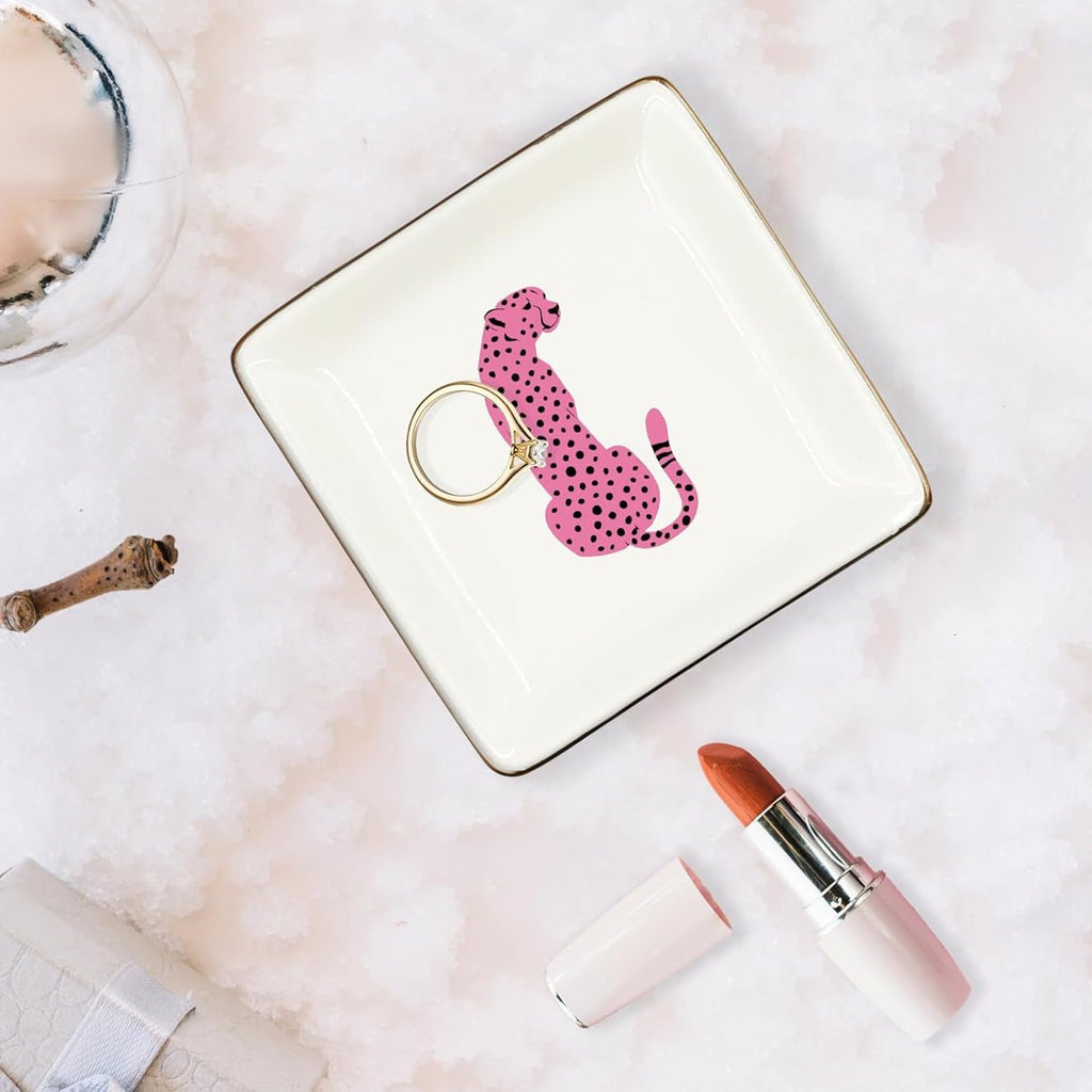 Pink Cheetah Trinket Tray - Che Cose Belle