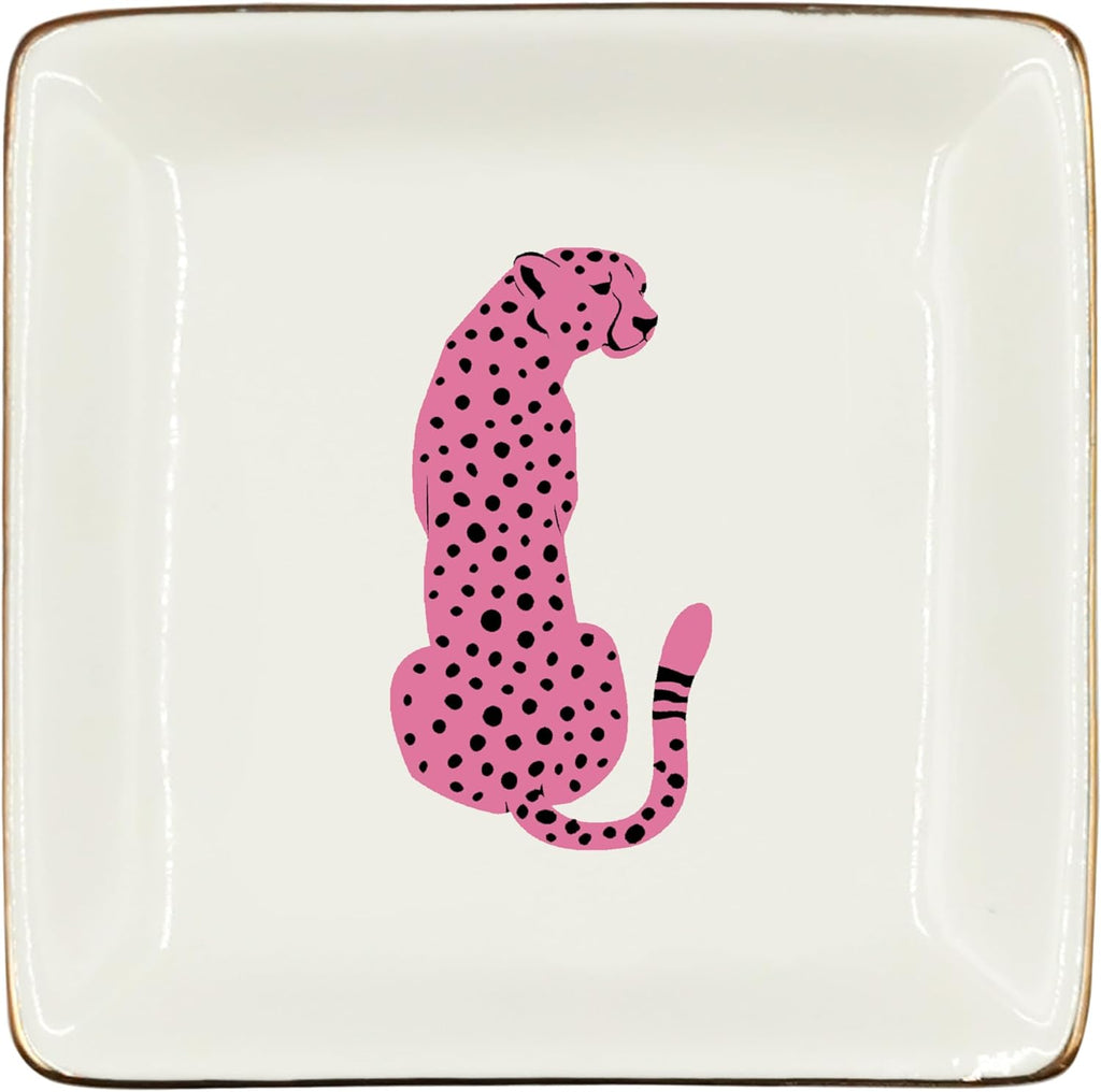 Pink Cheetah Trinket Tray - Che Cose Belle