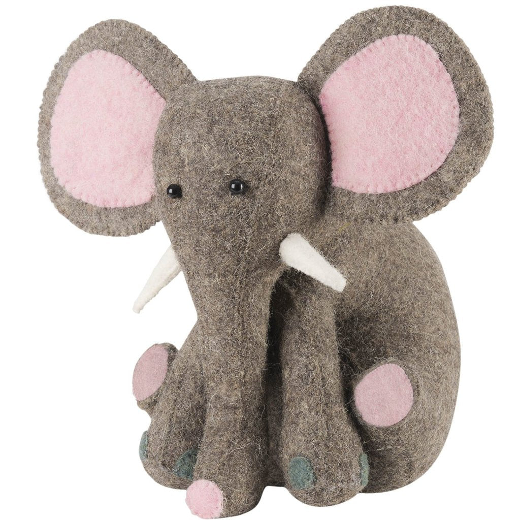 Pink Elephant Door Stop Hand Felted Wool Arcadia Home - Che Cose Belle