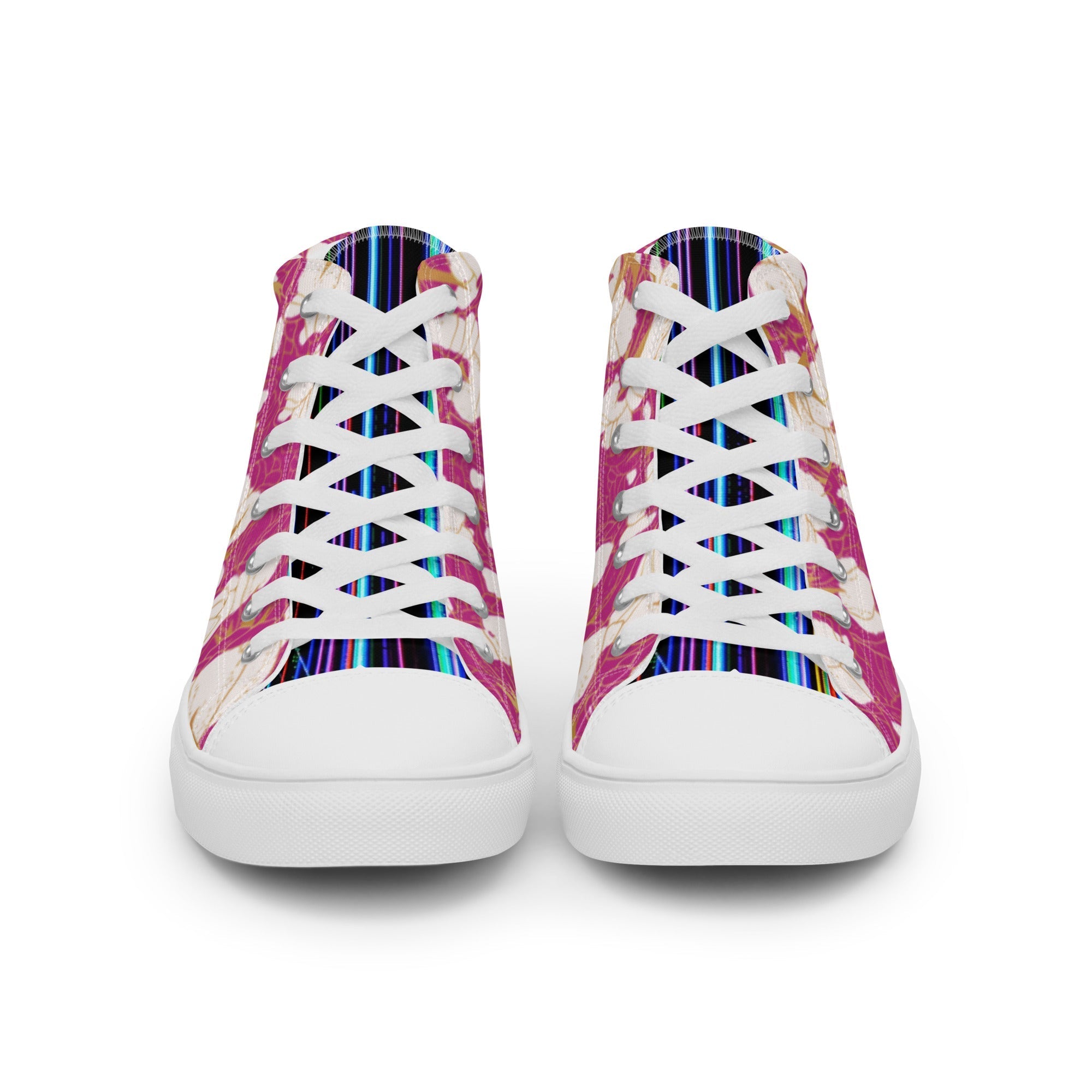 Pink Floral Men’s high top canvas shoes