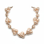 Pink Glass Pearls and Natural Leather Woven Necklace - Che Cose Belle
