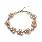 Pink Glass Pearls and Natural Leather Woven Necklace - Che Cose Belle