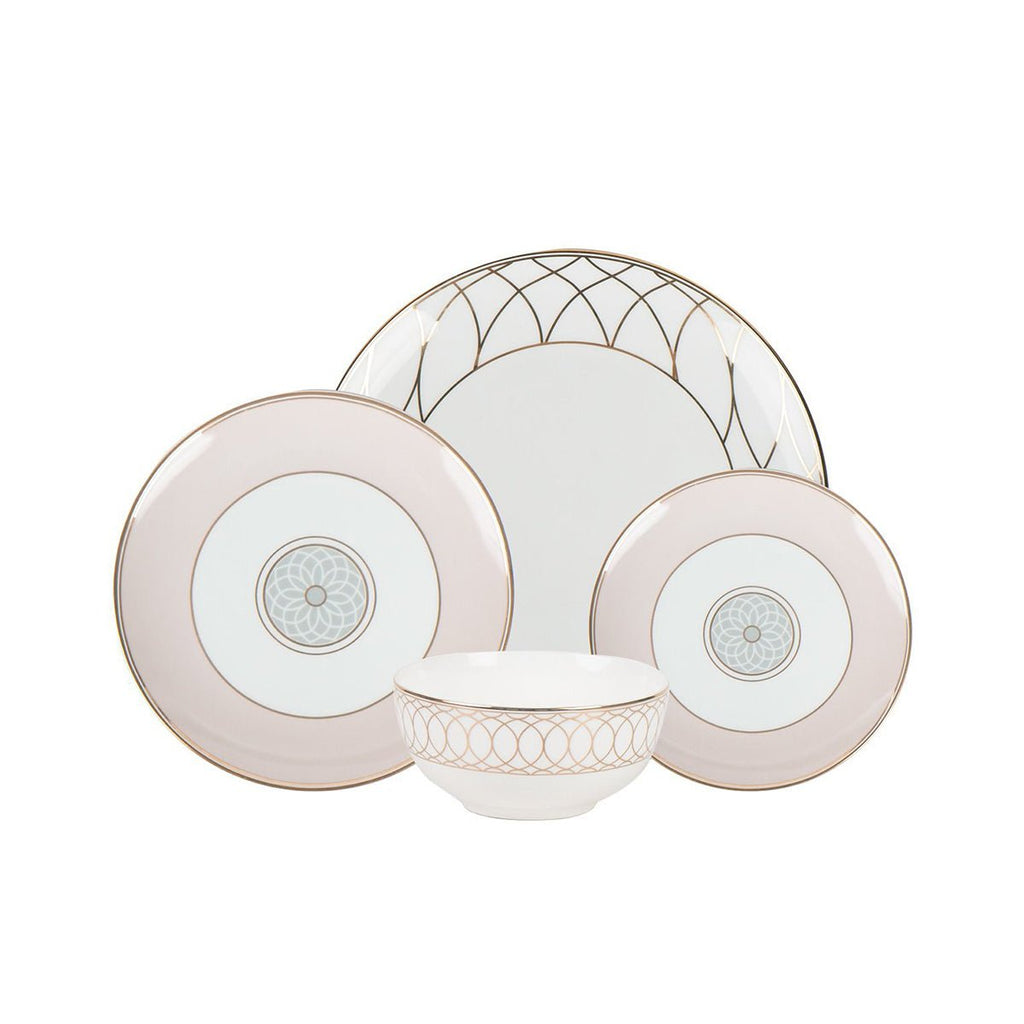 Pink & Gold Dinnerware Set - 16 Pieces - Che Cose Belle