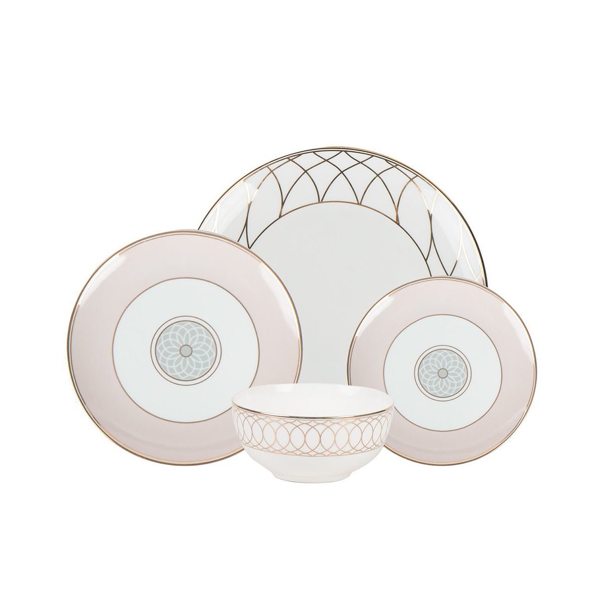 Pink & Gold Dinnerware Set - 16 Pieces - Che Cose Belle