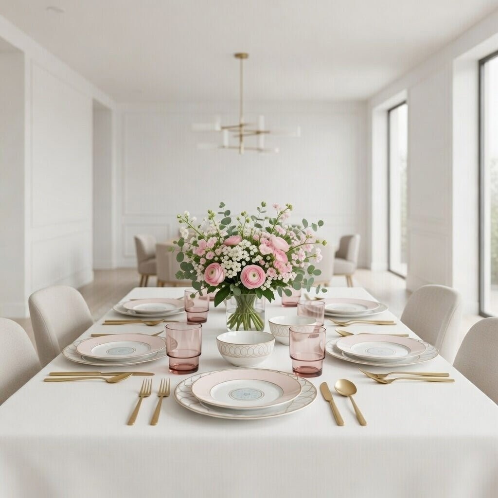 Pink & Gold Dinnerware Set - 16 Pieces - Che Cose Belle