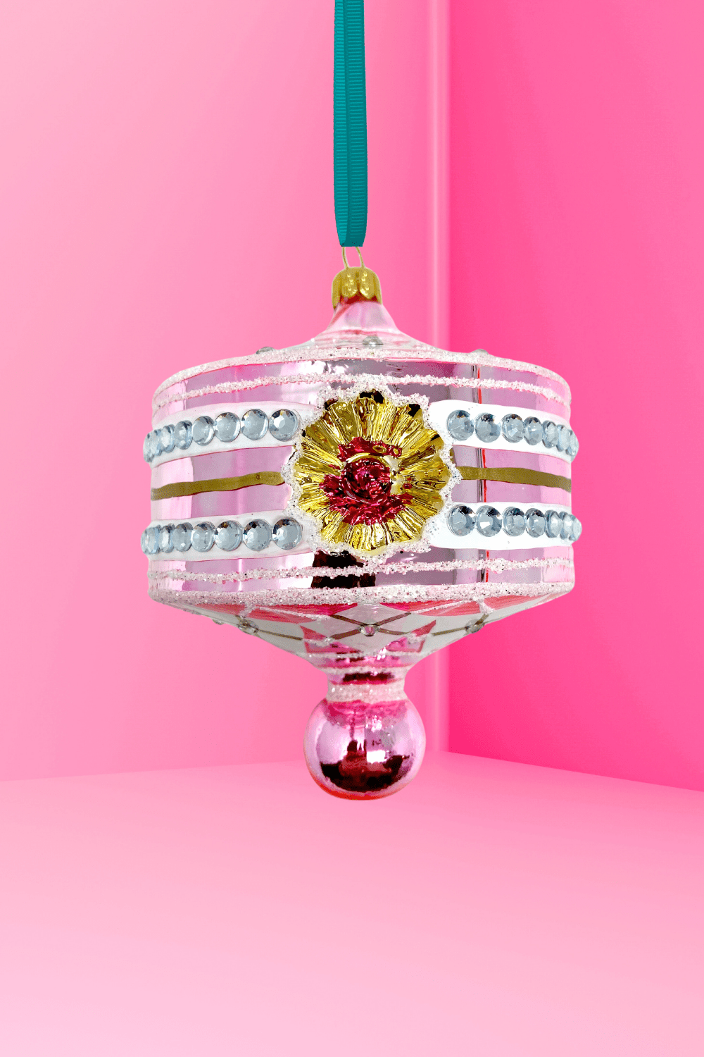 Pink Harlequin Lantern Glass Ornament - Che Cose Belle
