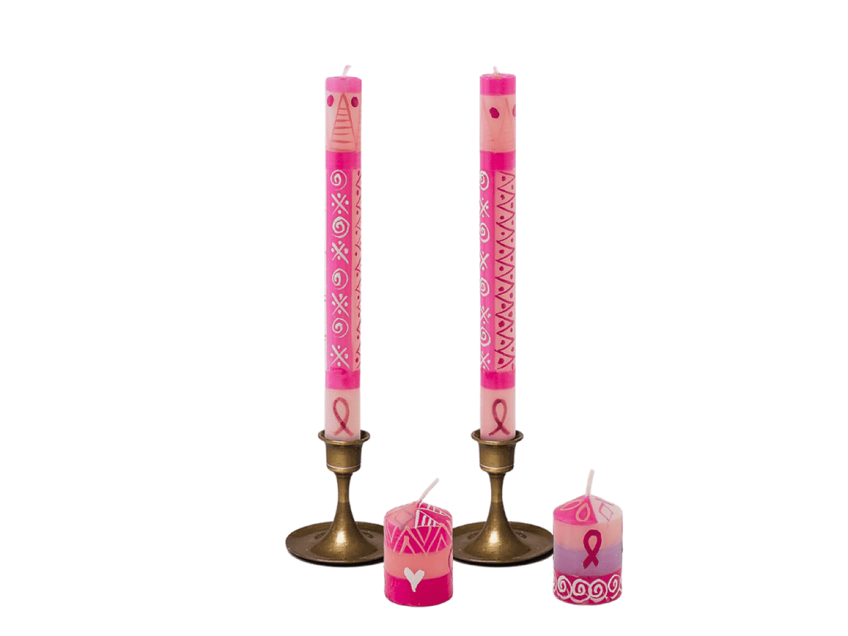 Pink on Pink Painted Candles - support South Africa´s best Breast Cancer Care - Che Cose Belle