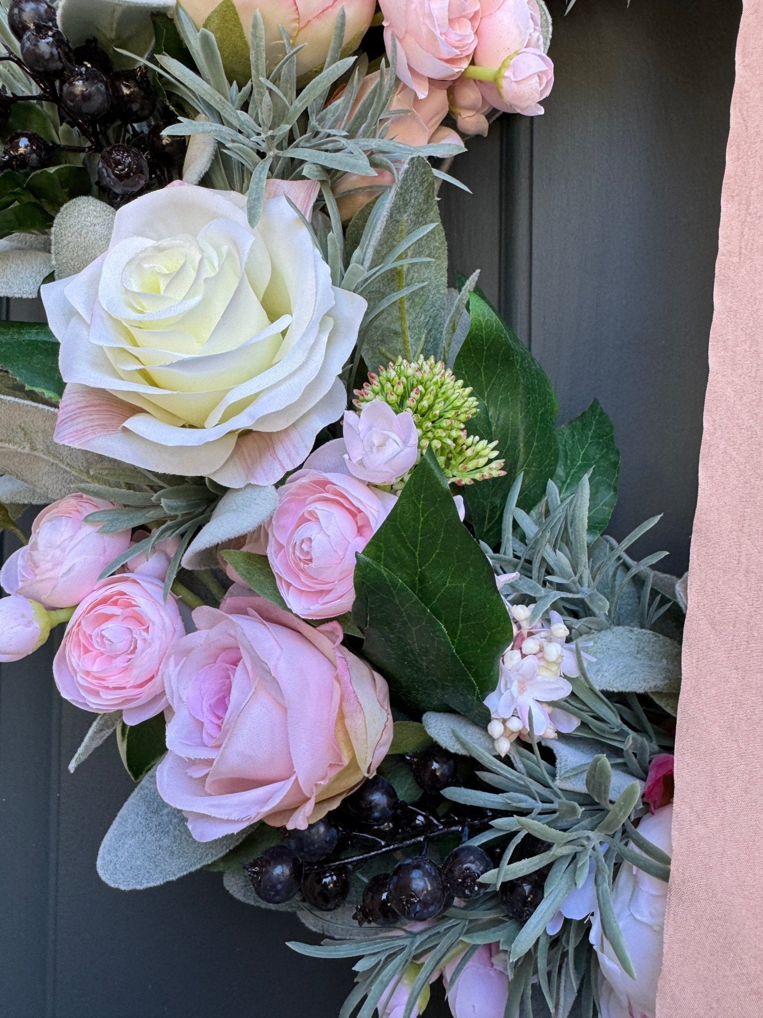 Pink Peony Rose and Ranunculus Spring Wreath - Che Cose Belle