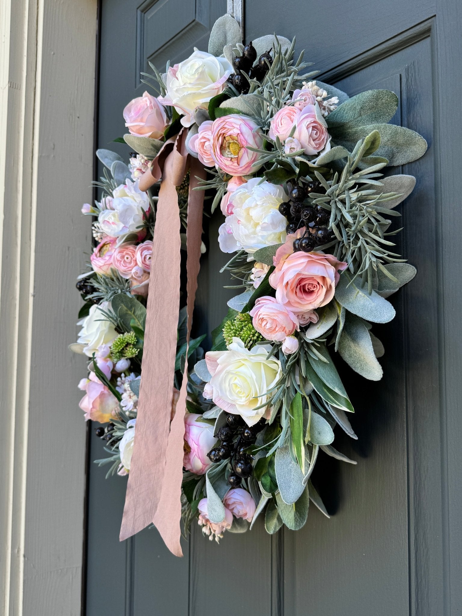 Pink Peony Rose and Ranunculus Spring Wreath - Che Cose Belle