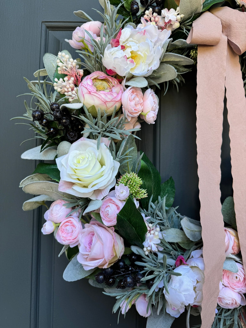 Pink Peony Rose and Ranunculus Spring Wreath - Che Cose Belle
