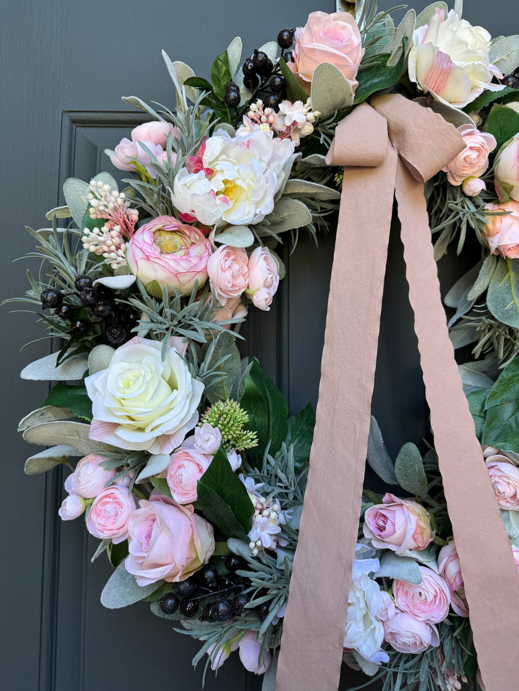 Pink Peony Rose and Ranunculus Spring Wreath - Che Cose Belle