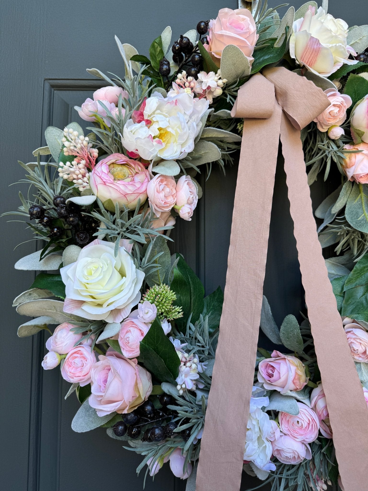 Pink Peony Rose and Ranunculus Spring Wreath - Che Cose Belle