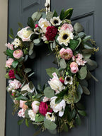 Pink Peony Wreath with Cream Roses & Eucalyptus - Che Cose Belle