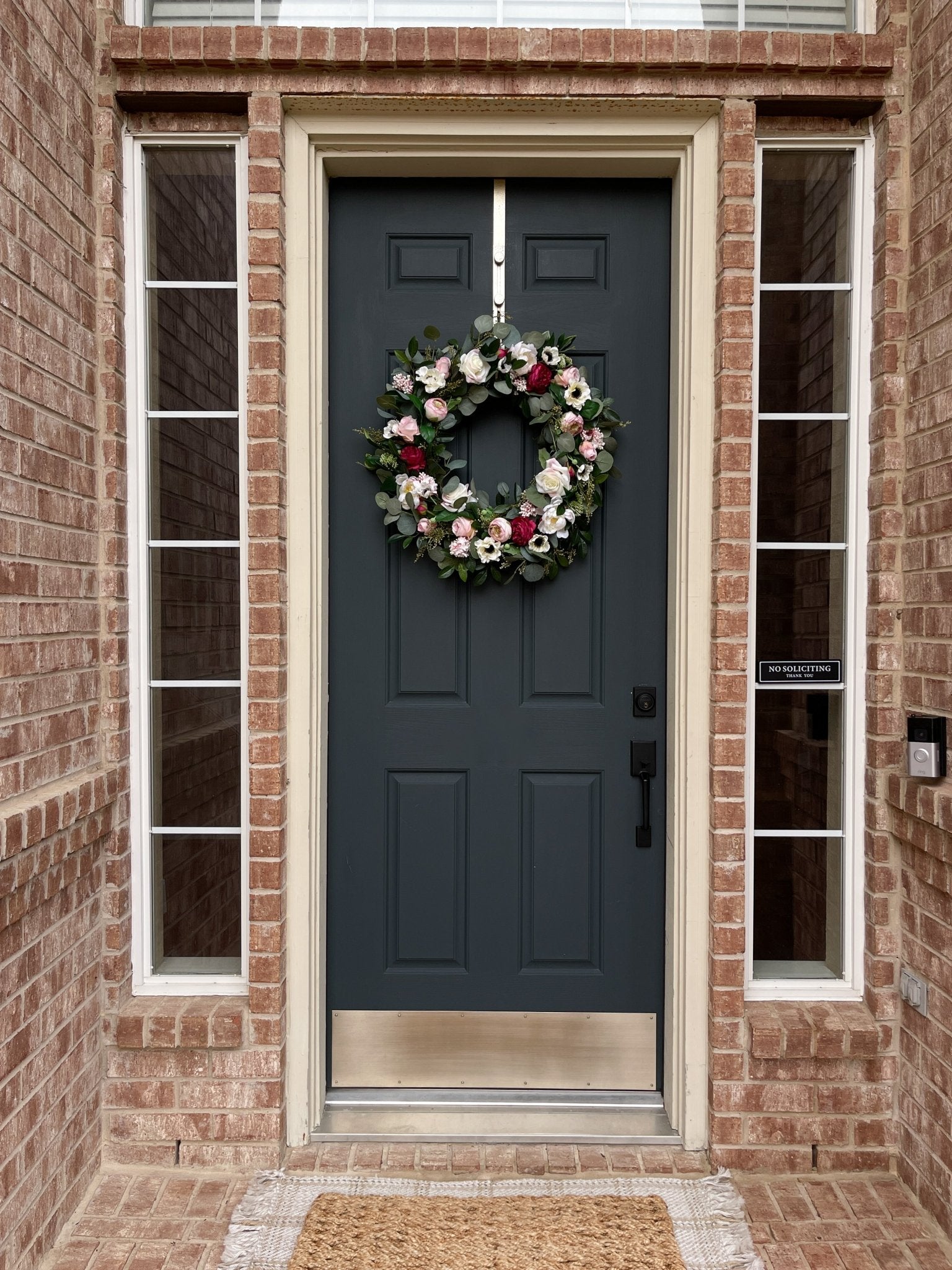 Pink Peony Wreath with Cream Roses & Eucalyptus - Che Cose Belle
