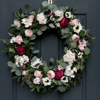 Pink Peony Wreath with Cream Roses & Eucalyptus - Che Cose Belle