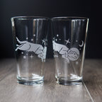 Space Dog Pint Glass - etched glassware