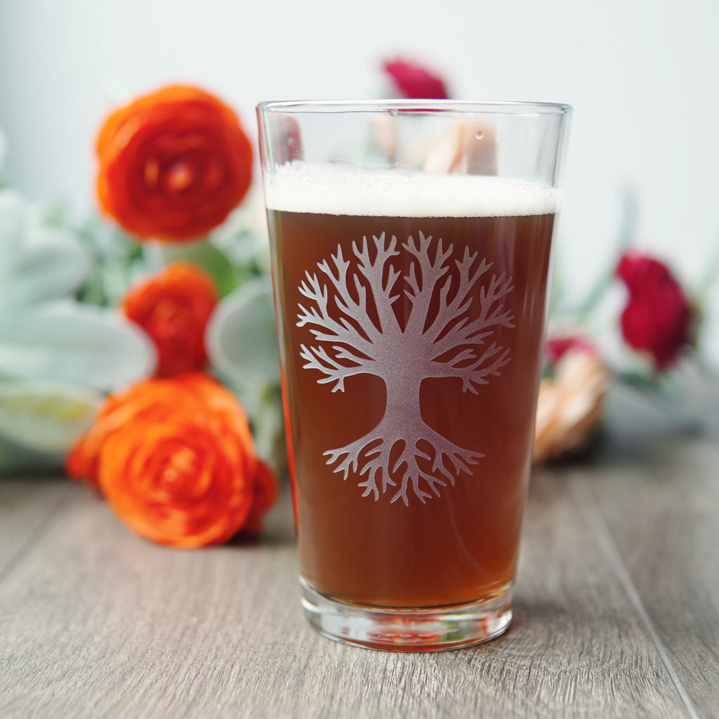 Tree of Life Pint Glass - etched glassware