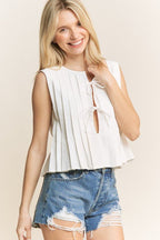 Pintuck Tie-Front Babydoll Tank - Che Cose Belle
