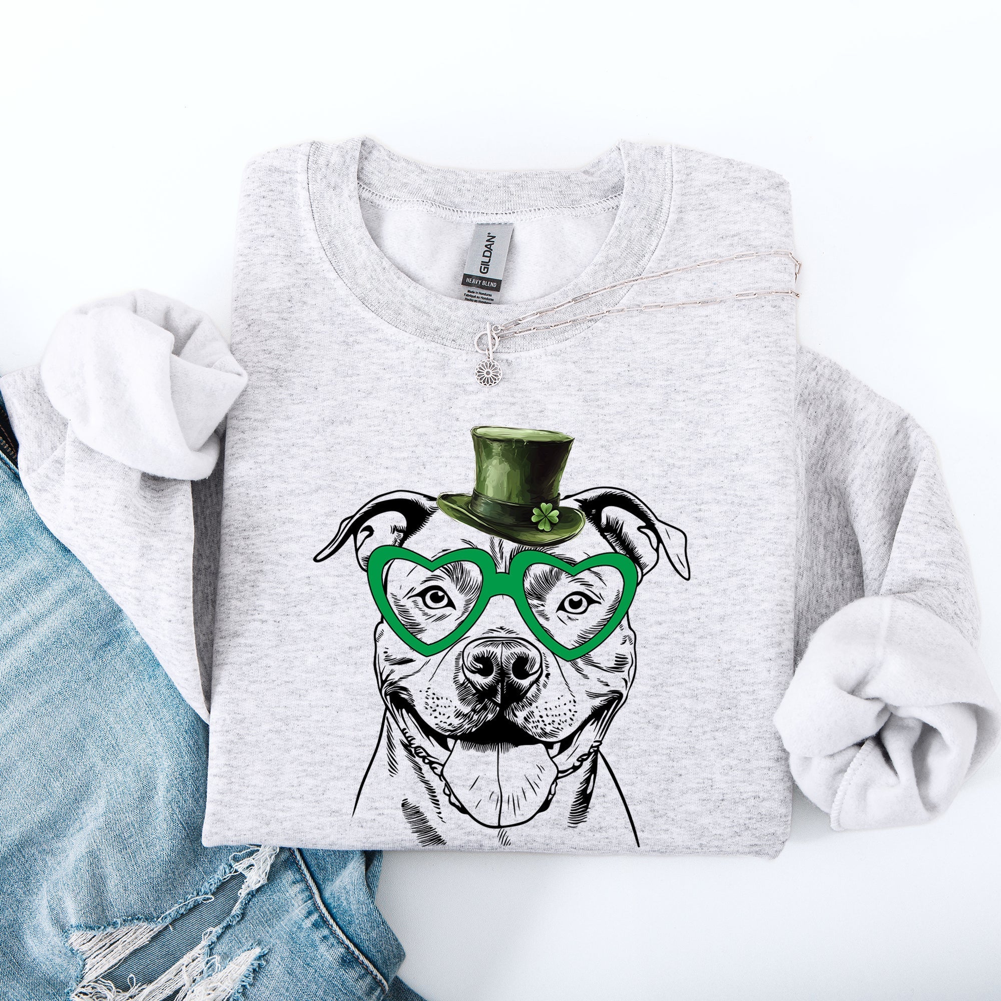 Pitbull, Adorable Dog, St Patrick's Day, Lucky, Irish Sweatshirt - Che Cose Belle