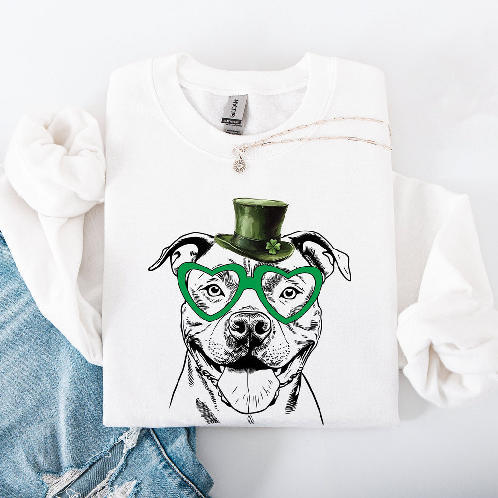 Pitbull, Adorable Dog, St Patrick's Day, Lucky, Irish Sweatshirt - Che Cose Belle
