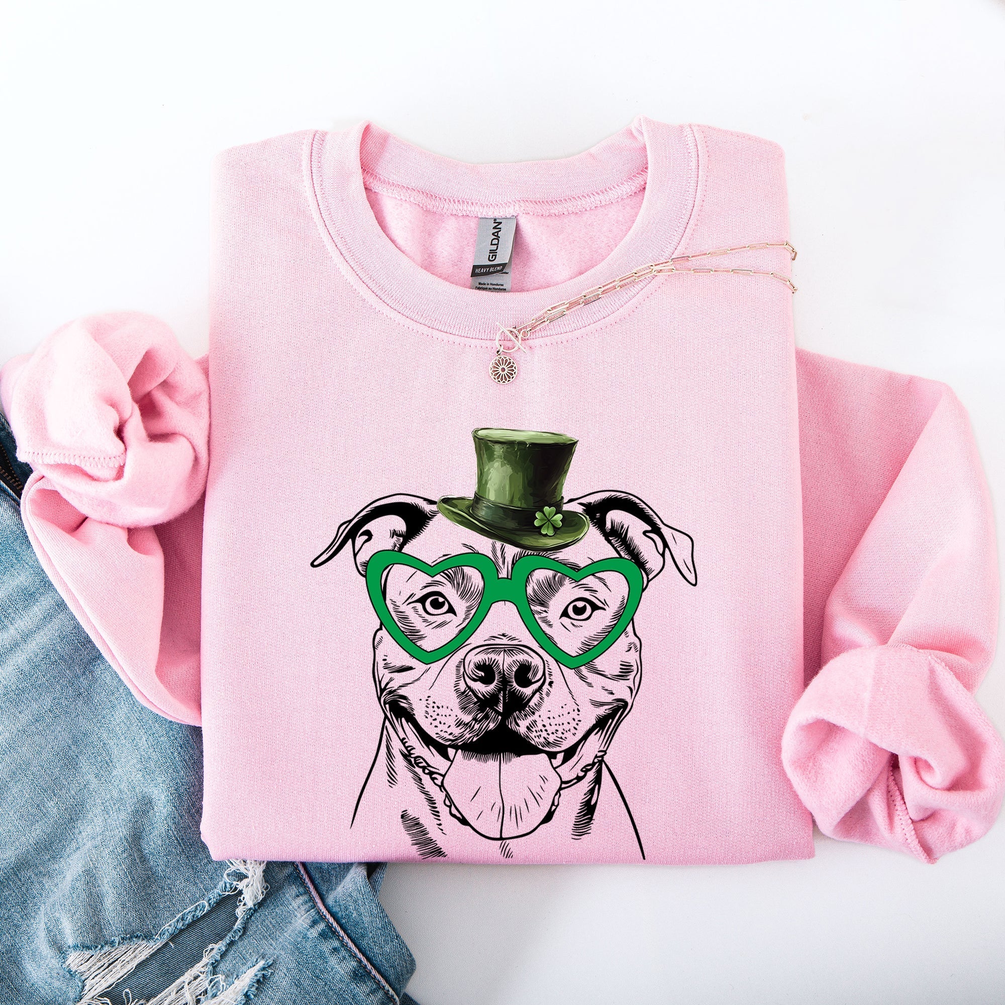 Pitbull, Adorable Dog, St Patrick's Day, Lucky, Irish Sweatshirt - Che Cose Belle