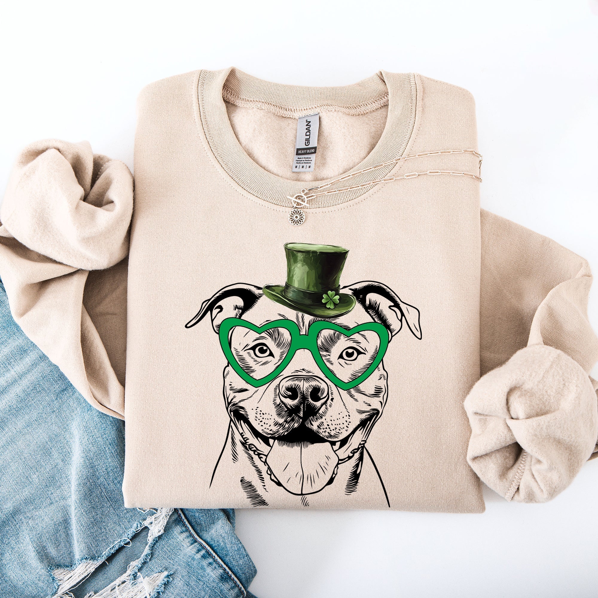 Pitbull, Adorable Dog, St Patrick's Day, Lucky, Irish Sweatshirt - Che Cose Belle