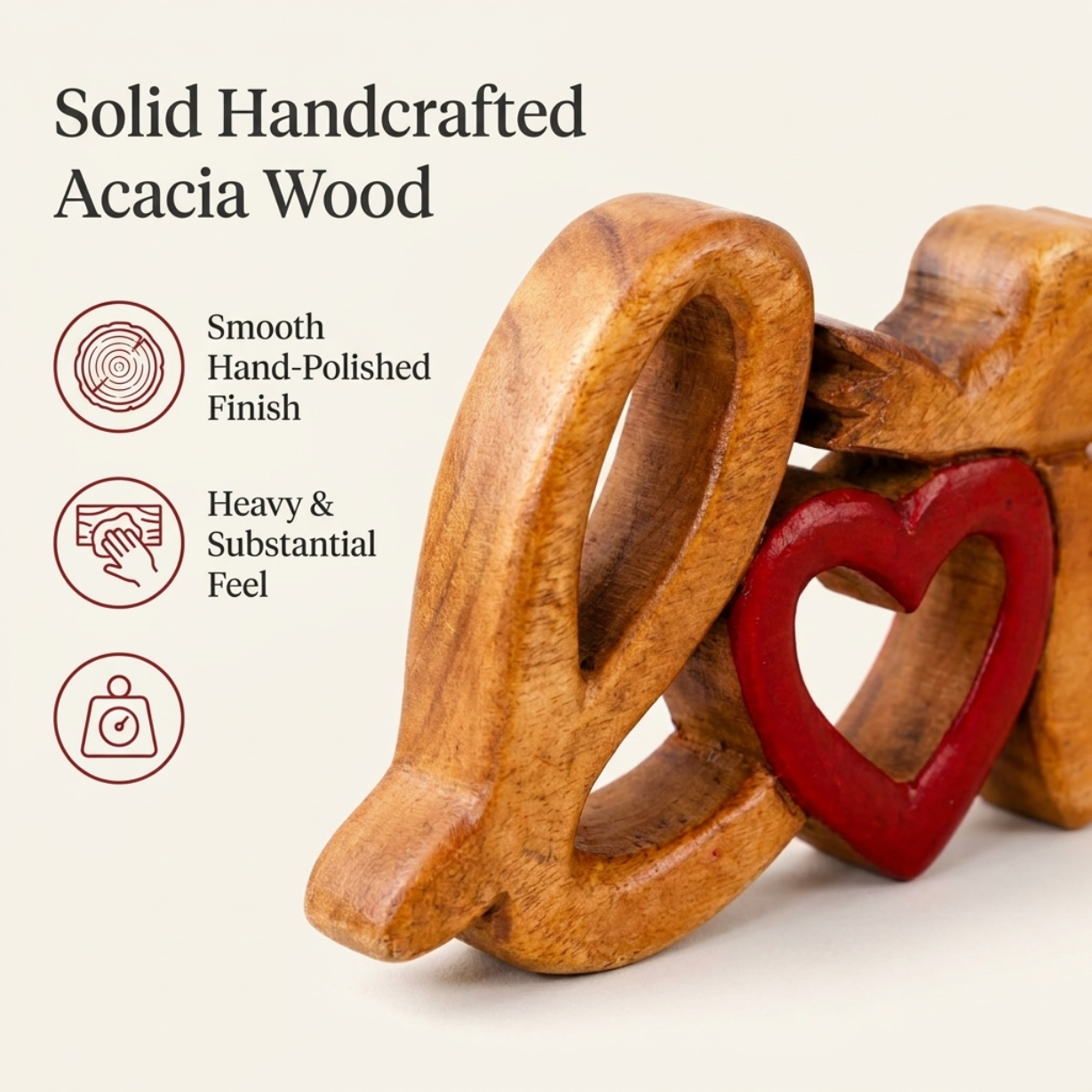 Amber Affection – Hand-Carved Wooden Sculpture, Handmade Decorative Home Art