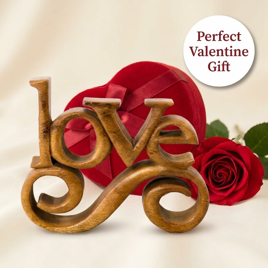 Forever Bloom – Hand-Carved Wooden Sculpture, Handmade Decorative Home Art