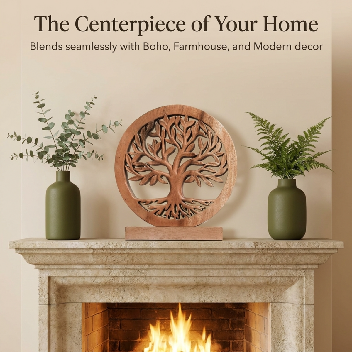 Cloverly Tree of Life Wooden Sculpture – Handmade Decorative Art | Decozen Luxe, Gift for Mom