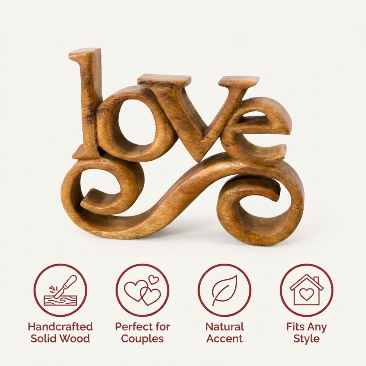 Forever Bloom – Hand-Carved Wooden Sculpture, Handmade Decorative Home Art