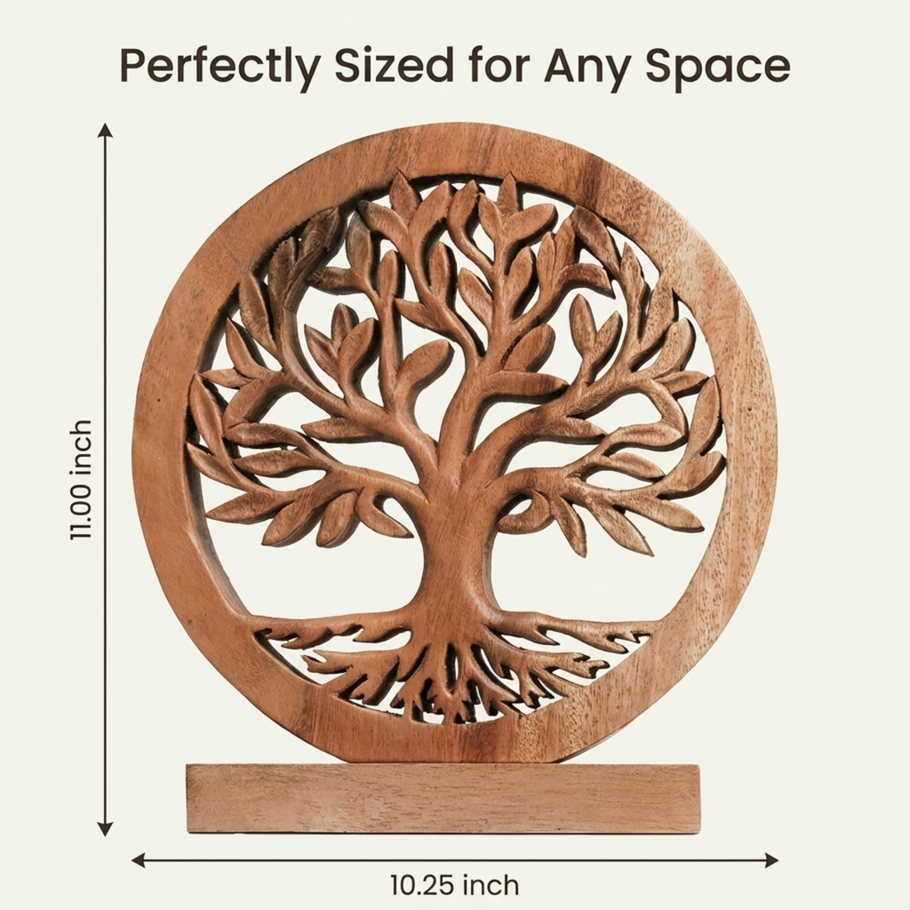 Cloverly Tree of Life Wooden Sculpture – Handmade Decorative Art | Decozen Luxe, Gift for Mom