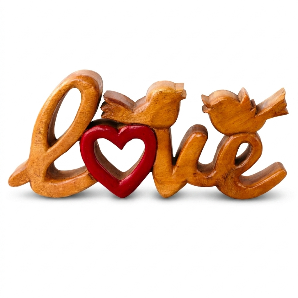 Amber Affection – Hand-Carved Wooden Sculpture, Handmade Decorative Home Art