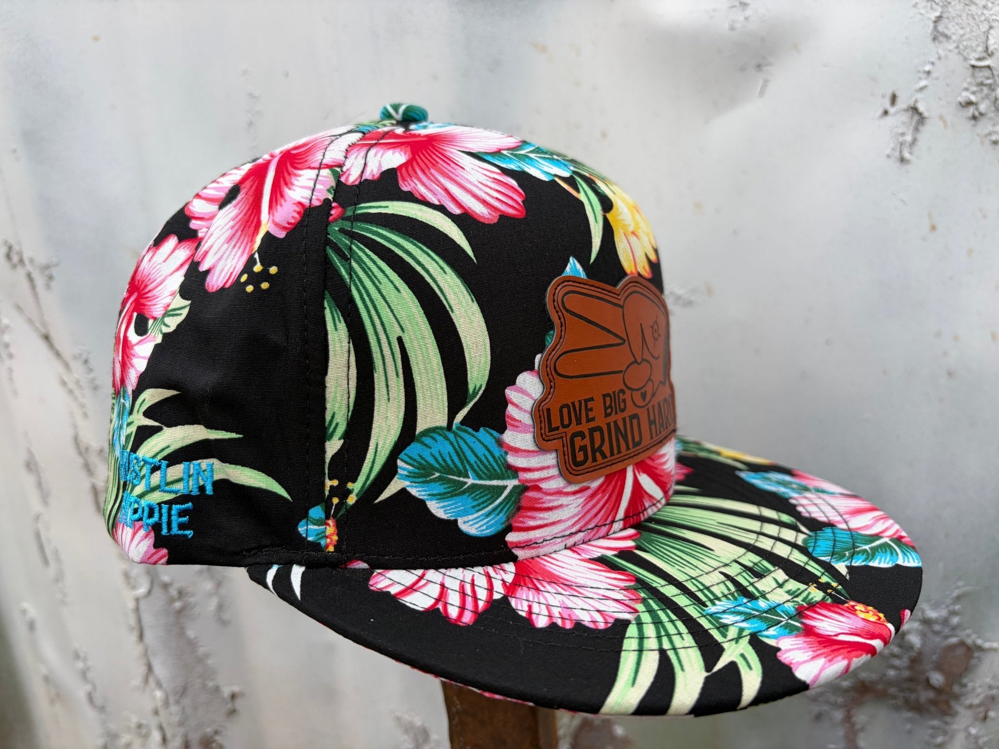 PL Series 5 Panel Snapback Hat - FLORAL - “Love Big, Grind Hard” Patch - Che Cose Belle